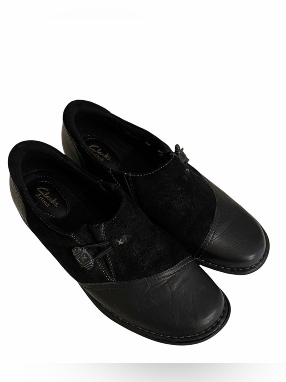 Clarks Artisan Black Suede and Leather Slip-On Shoe 8.5W